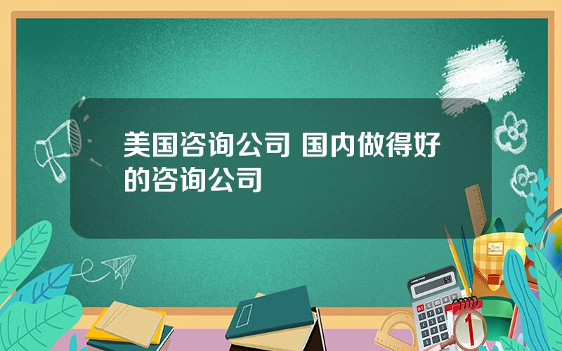 美国咨询公司 国内做得好的咨询公司